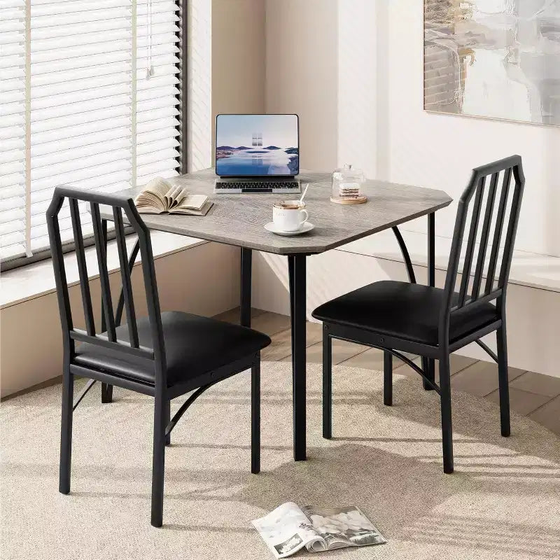 Ensemble de table à manger CuisinSmart, avec design à chanfrein, table de cuisine 3/5 pièces avec sièges rembourrés