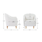 28,34 W Lot de 2 fauteuils d'appoint, fauteuil barillet en velours avec pieds en bois massif