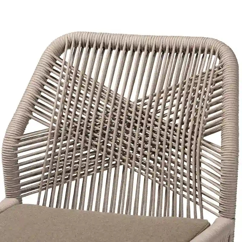 Chaise de salle à manger moderne de style transitionnel en acajou tissée de corde – Gris