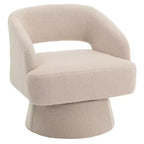 Fauteuil pivotant - Fauteuil moderne rembourré avec dossier rayé et rembourrage moelleux, chaise longue ronde pour salon, chambre à coucher (1 pièce)