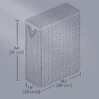 Panier à linge fin de 55 litres avec couvercle, en rotin, pliable, avec couvercle et poignées, doublure amovible