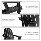 Chaise Outsunny Adirondack Pliante, Chaises de Plage Longues en Plastique HDPE Tout Temps pour Patio, Terrasse et Mobilier de Jardin
