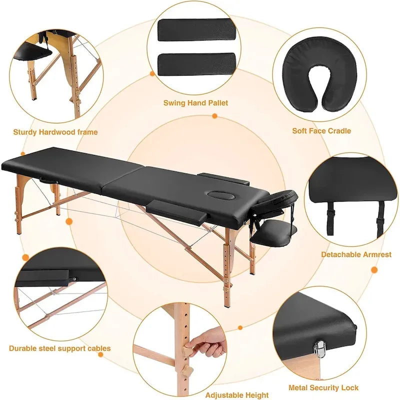 Table de massage portable de 84 pouces de long avec housse de transport