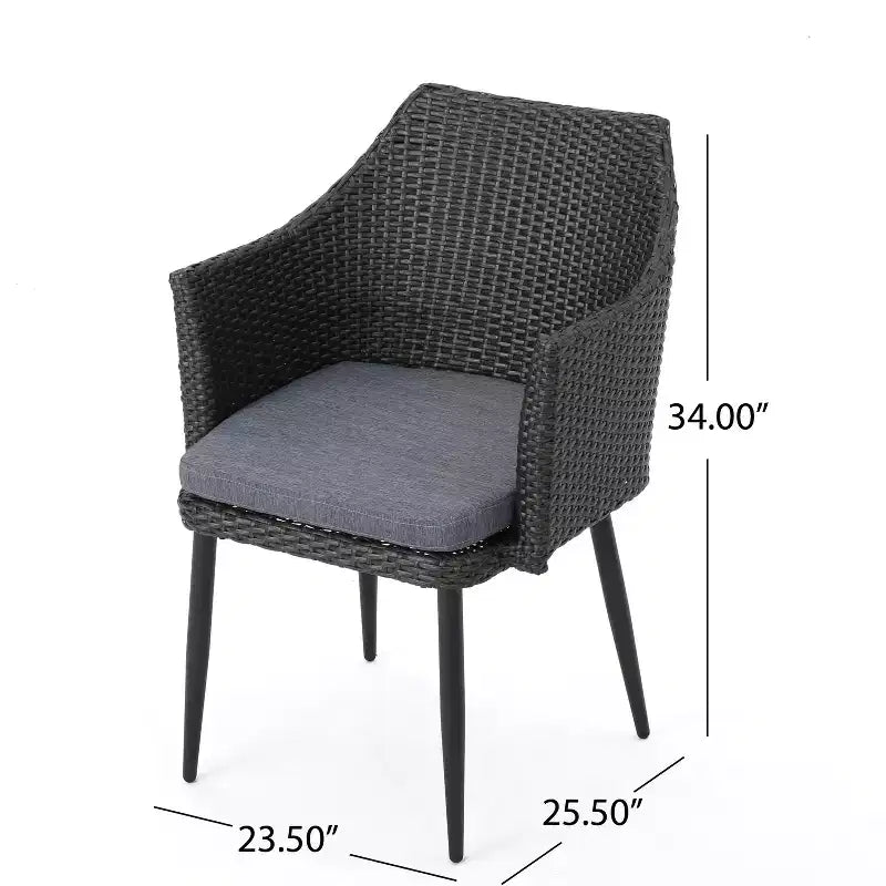Chaises de salle à manger d'extérieur, ensemble de 2 chaises de salle à manger de patio, fauteuils en rotin PE tout temps, chaises de patio en osier avec cadre en fer robuste pour balcon