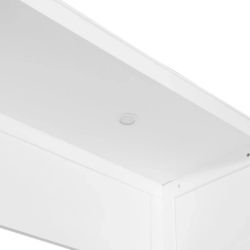 Lit escamotable mural avec armoire, tiroirs, éclairage LED et bureau