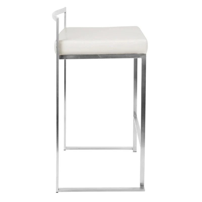 Tabouret de comptoir Silver Orchid Forrest en acier inoxydable empilable et entièrement soudé (lot de 2)