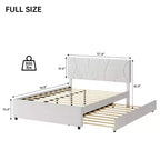 Lit gigogne jumeau, cadre de lit plateforme rembourré taille Queen, lit coulissant avec tête de lit, support à lattes en bois, pour chambre à coucher, salon, chambre d'amis