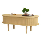 NAYSAYE Table basse relevable Table d'appoint Table centrale cannelée en bois avec rangement caché pour salon ou bureau, marron, 40*18.89*15.75