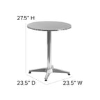 Table d'intérieur/extérieur en aluminium à plateau lisse de 27,5 po avec base