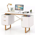 Bureau d'ordinateur de 51 pouces avec plateau flottant, double tiroir et structure métallique