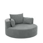 Fauteuil baril accent en chenille, Fauteuil de salon, Fauteuil rond avec base pivotante à 360 degrés et 3 coussins amovibles