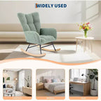 Fauteuil à bascule Teddy avec oreiller et dossier haut, fauteuil d'appoint rembourré en tissu pour chambre d'enfant, salon, chambre à coucher