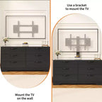 Meuble TV moderne de 63 pouces avec support pour téléviseur de 75 pouces, console multimédia à hauteur réglable avec 6 tiroirs, centre de divertissement robuste en MDF pour salon, chambre à coucher
