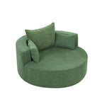 Fauteuil baril accent en chenille, Fauteuil de salon, Fauteuil rond avec base pivotante à 360 degrés et 3 coussins amovibles