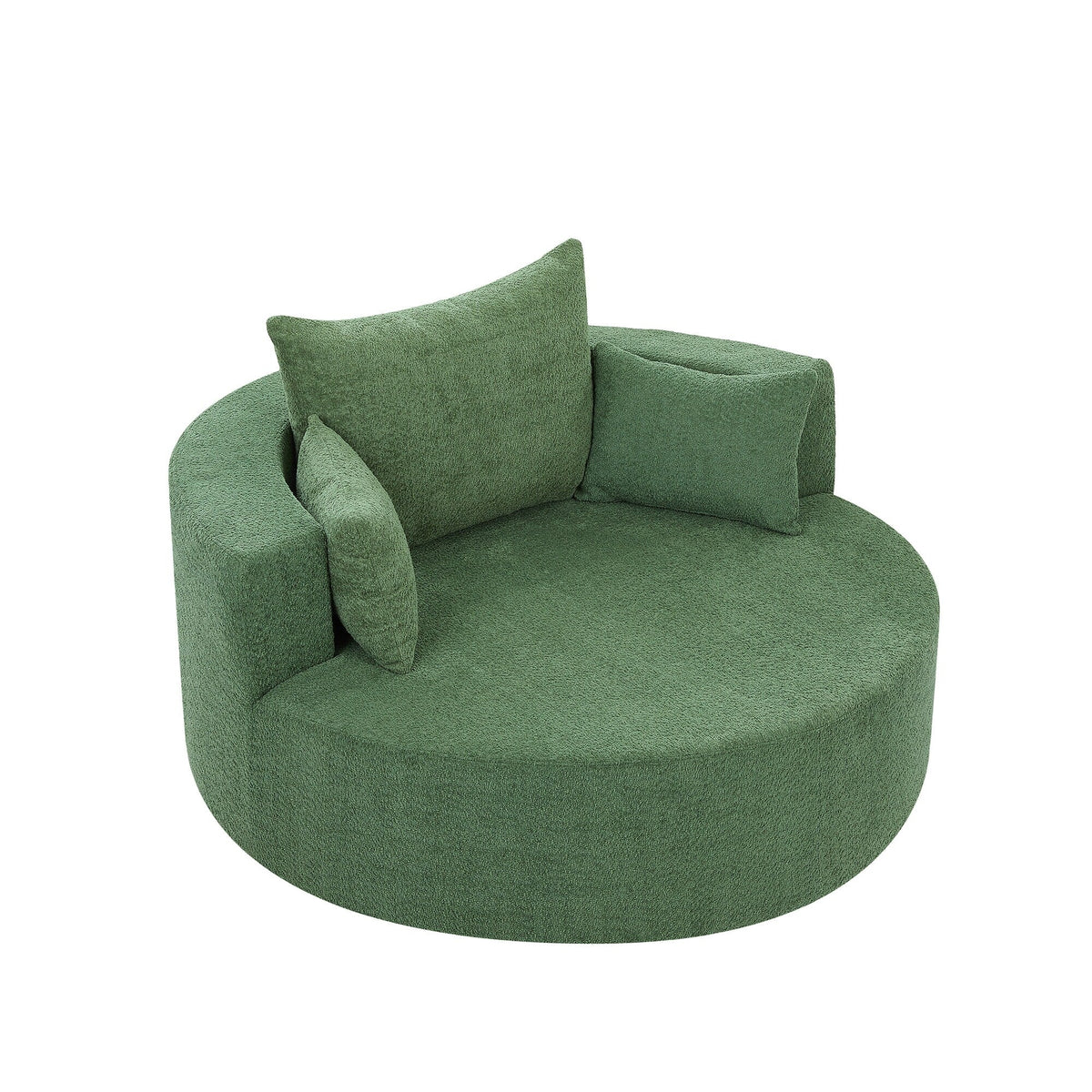 Fauteuil baril accent en chenille, Fauteuil de salon, Fauteuil rond avec base pivotante à 360 degrés et 3 coussins amovibles