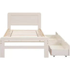 Lit plateforme double Acekool avec 2 tiroirs de rangement gigognes, tête de lit, cadre robuste, aucun sommier tapissier requis, gain de place pour chambre d'enfants ou d'amis