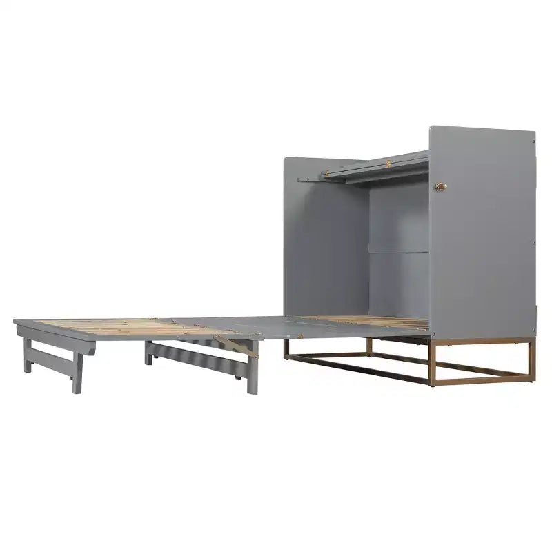Lit escamotable Queen Size Whisen Modern Design, repliable en armoire avec pieds en fer