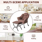Fauteuil d'appoint confortable en velours Acekool pour adultes, fauteuil de lecture ergonomique avec accoudoirs rembourrés, repose-pieds pliable, poche latérale, rose, gris