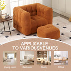 HOMEFUN Fauteuil d'appoint moderne capitonné en tissu bouclé avec ottoman