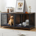 Meuble Cage pour Chien 70.86'' Grande Race Meuble TV avec Coussin & Deux Chambres (Sans Coussin)