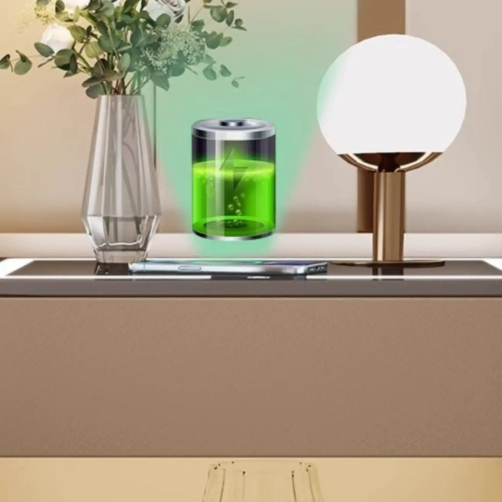 Table de chevet avec rangement à tiroirs, recharge sans fil et éclairage LED