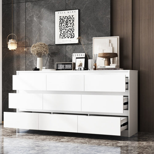 Commode à 9 tiroirs de 63 W, commode d'appoint pour salon, chambre à coucher