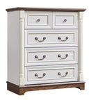 JVNOXK Commode à cinq tiroirs en bois de style rustique de 31 pouces avec base, armoire de rangement pour chambre ou salon, élégante, robuste, durable, noyer
