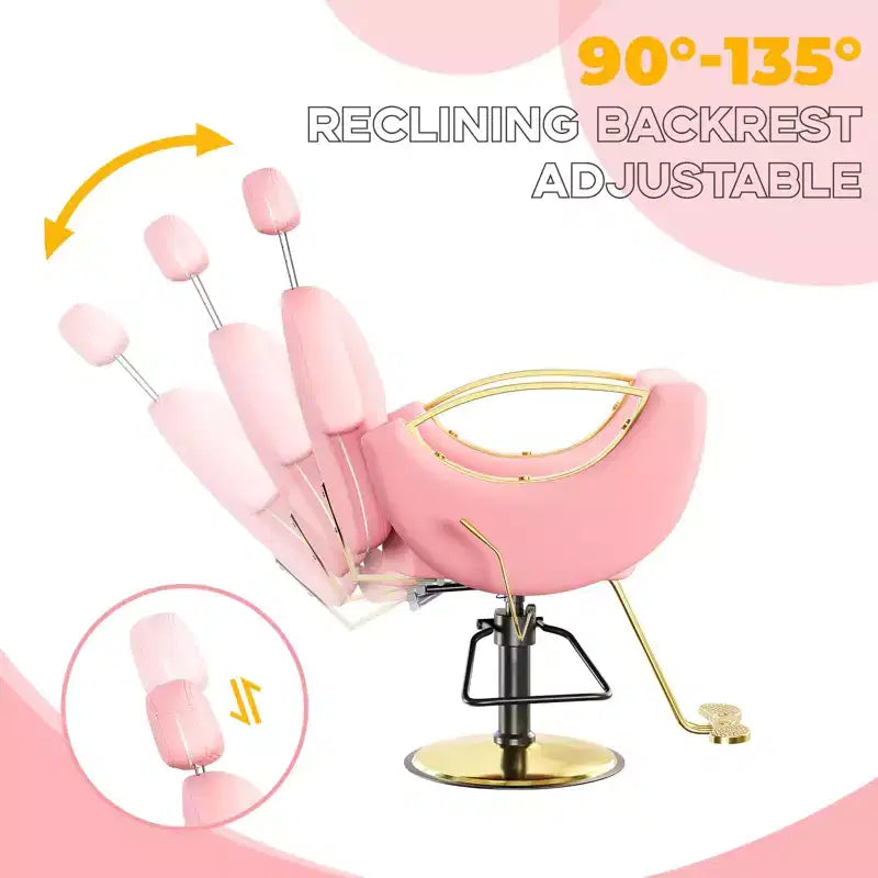 Fauteuil de barbier pivotant à 360°, Fauteuil de coiffeur avec pompe hydraulique robuste, appui-tête réglable et dossier inclinable, Fauteuil de salon inclinable