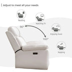 Canapé inclinable électrique avec chargeur sans fil, liseuse, lumière LED pour salon, similicuir, port AC/USB, porte-gobelet, noir