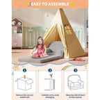 Canapé convertible 2 en 1 pour enfants Acekool, fauteuil douillet en polaire d'ours en peluche qui se transforme en chaise longue ou en lit, canapé moelleux pour enfants pour salle de jeux et chambre de bébé
