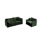 Ensemble de canapé 3 pièces en chenille avec coussins d'accoudoirs et coussins décoratifs, comprenant 2 fauteuils et un canapé 2 places