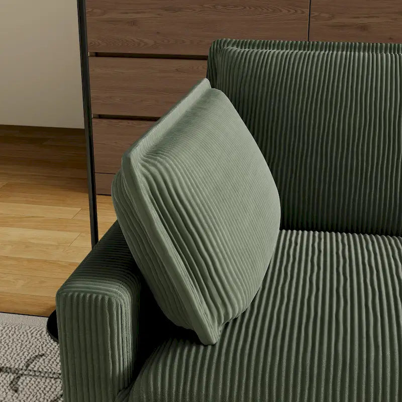 Canapé 4 places classique moderne en velours côtelé 103 avec assise profonde et 4 coussins