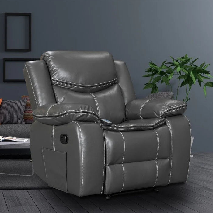 Fauteuil inclinable massant et chauffant en cuir, assise large et durable