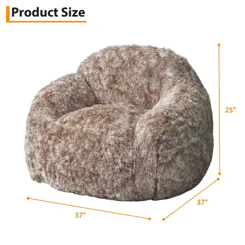 Pouf géant en fausse fourrure douce avec accoudoirs, garni de mousse, confortable pour la chambre, le salon, la lecture et les jeux