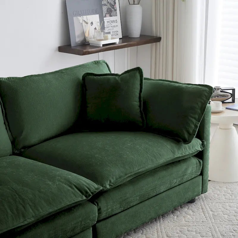 Ensemble de canapé 3 pièces en chenille avec coussins d'accoudoirs et coussins décoratifs, comprenant 2 fauteuils et un canapé 2 places