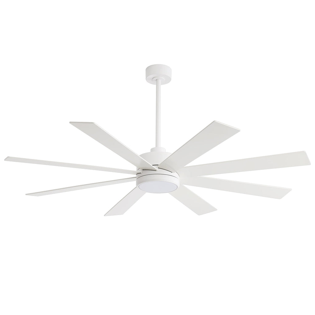 Ventilateur de plafond de 65 pouces à 8 pales noires avec lumière LED et télécommande
