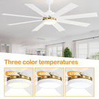 Ventilateur de plafond de 65 pouces à 8 pales noires avec lumière LED et télécommande