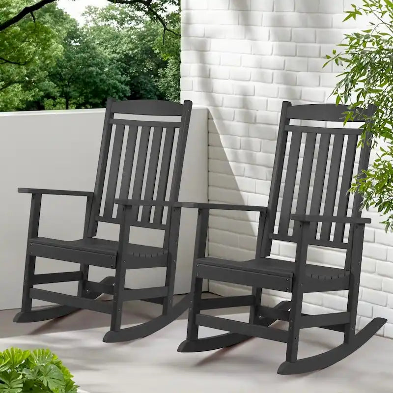 Ensemble de 2 chaises berçantes d'extérieur à dossier haut Vrakae pour tous les temps