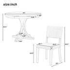 Ensemble de salle à manger 5 pièces en bois taupe rétro avec table à tréteaux courbés et 4 chaises