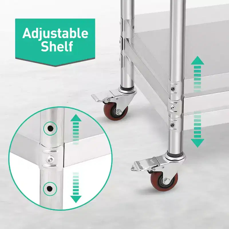 Établi en acier inoxydable – Durable, résistant à la rouille, facile à nettoyer, robuste, hauteur réglable