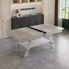 Ensemble de salle à manger VECELO rustique 5 pièces avec table extensible, table en bois d'hévéa avec 4 chaises de salle à manger sans accoudoirs rembourrées pour cuisine, gris