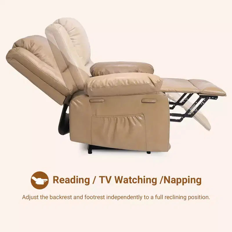 Fauteuil inclinable électrique - Chaleur et massage, fauteuil inclinable électrique robuste en cuir PU pour personnes âgées et à mobilité réduite, dossier et jambes réglables
