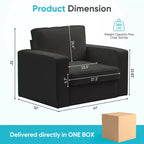 Mjkone Fauteuil pivotant moderne 360°, Fauteuil carré rembourré, Canapé simple confortable en chenille
