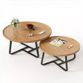 Ensemble de 2 tables basses gigognes rondes, style scandinave, petites tables basses et d'appoint pour salon, chambre à coucher, balcon
