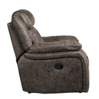 Fauteuil inclinable planeur manuel Mady 99 cm, microfibre marron, bois massif