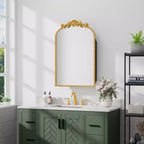 Armoire à pharmacie en fer forgé doré de 19,5 x 29,64 pouces avec miroir, armoire de salle de bain avec miroir sculpté