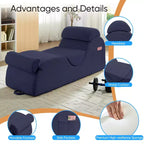 Mjkone Chaise Longue de Yoga en Velours Côtelé, Canapé de Yoga Incurvé avec Appui-Tête/Coussin Lombaire/Repose-Pieds Amovibles, Base Antidérapante
