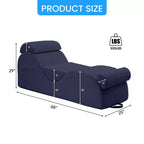 Mjkone Chaise Longue de Yoga en Velours Côtelé, Canapé de Yoga Incurvé avec Appui-Tête/Coussin Lombaire/Repose-Pieds Amovibles, Base Antidérapante