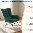 Fauteuil à bascule Teddy avec oreiller et dossier haut, fauteuil d'appoint rembourré en tissu pour chambre d'enfant, salon, chambre à coucher