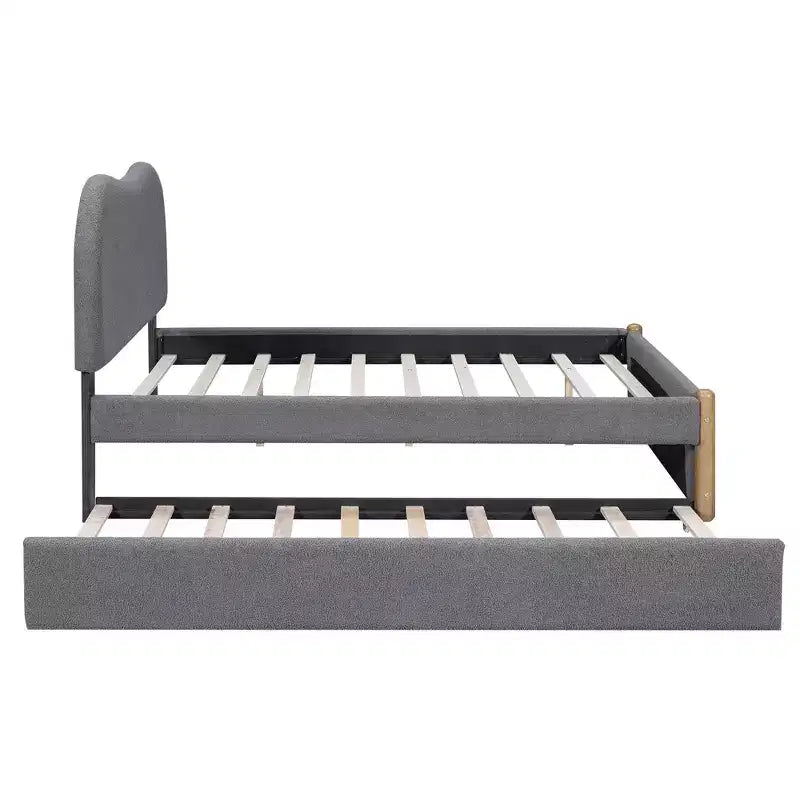 Cadre de lit plateforme rembourré pleine/double avec lit gigogne double – HABITRIO